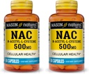 MASON NATURAL NAC N- Acetyl L- Cystein 500 mg - Támogatja a celluláris egészséget, immunrendszer booster, általános wellness, 60 kapszula (2-es csomag)