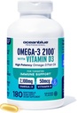Oceanblue Professional Fish Oil with Vitamine D3- 124; Triple Strength 2100mg Omega 3 DPA EPA DHA
