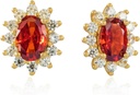 14K Yellow Gold Plated 925 Sterling Silver Red Cubic Zirconia Fülbevalók Nőknek
