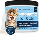 Kisállat Ultimates Probiotics macskáknak - 20- Faj Macska probiotikus por kezelésére hasmenés, hányás, Emésztőrendszeri támogatás és macska antibiotikumok Recovery - Macska egészségügyi ellátás (44 gr)
