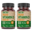 DEVA Vegan D3-vitamin kiegészítés - 1000 NE - Cholecalciferol - Lichen Növény származék - 90 kis tabletta, 2- csomagolás