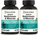 DAIKEN Mini Multivitamin, 60 tabletta, Fokozott Lutein, Lycopene & Folic Acid, Time released Multivitamin nőknek és férfiaknak, Vegan & Easy to Swallow (2-es csomag)