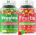 Sugar-Free Gyümölcsök és Veggies Gumies w / D3K2, B9, B12, Magnézium, 41 + Természeti szuperételek Gyümölcsök és zöldségek kiegészítés Digestive & Gut Support, Energy, Táplálkozási egyensúly, Antioxidáns Non-GMO 2pack