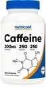 Nutricost koffein pirula, 200mg per adag (250 kapszula)