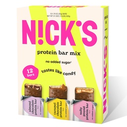 Nick 's Protein Bars Chocolate Variety Pack High Protein, Low Calories, Low Carb Keto Friendly Snacks Nincs hozzáadott cukor, Sós Mogyoró, Csokoládé Karamell és mandula csokoládé (12 Pack)