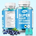 Super Biotin gumik haj, bőr és köröm - Vegan Vitamins a férfiak és nők, támogatja gyorsabb haj növekedés és erősebb körmök - extra erő