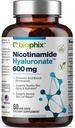 Nicotinamid Hyaluronat 600 mg 60 Vcaps - Natürliche Flush-freie | Glutenfreie Nikotinsäure Amide Niacin | Hyaluronsäure | Unterstützt Hautgesundheit | Gesunde Zellreparatur Unterstützung