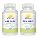 ÉS ADD MOST NAPJAINKBAN LAILY L- Metilfolát 15mg (2 üveg) - 180 kapszula - Professional Strength Active Metil Folate - 5- MTF kiegészítés - Nem GMO, glutén mentes, nincs töltőanyag
