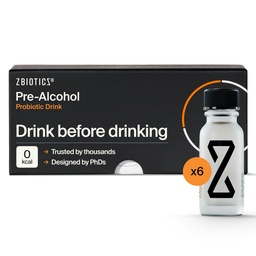 ZBiotics - jobb érzés ivás után, ébresztő frissítő, Science-Backed, szabadalmaztatott probiotikum könnyebb reggelekhez, Travel- Friendly, 6- csomag 0,5 Fl Oz palackok