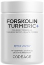 Codeage Forskolin, Pure Forskolin Coleus + Organic Turmeric Root Powder, 95% Curcuminoids + Bioperine Black Pepper - 20% Szabványosított Coleus Forskohlii kiegészítés - Non-GMO - 90 kapszula