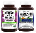 FarmHaven Milk Thistle Capsules & Magnézium Glicinate & Malate Complex w / D3- vitamin