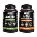PURE ORIGENT INGREDIENS Diosmin és MSM Bundle, 365 kapszula Minden, Magnézium vagy rizs töltő, mindig tiszta