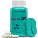 Alpha GPC Kolin Supplement 600mg - 180 Vegetáriánus kapszula, magas tisztaságú Nootropic for Daily Energy, 3- hónapos ellátás, Acetylcholine Forrás a kognitív és mentális tisztaság, GMP Certified, Készült USA