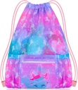 PASHOP Drawstring Backpack gyerekeknek, Girls Mesh Beach Bag úszásra, nagy méretű tornazsák Cinch Sack lányoknak (Unikorn)