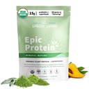 Sprout Living Epic Protein, Plant Based Protein & Superfoods Powder, Mindful Matcha Yah4; 17 Grams Organic Protein Powder, Vegan, Non-GMO, Gluten Free, Adaptogens + Nootropic (1 font, 12 szerving)