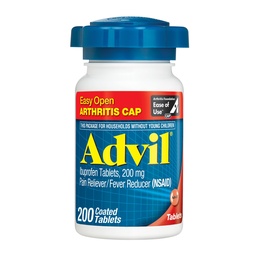 Advil fájdalom enyhítő és láz csökkentő, fájdalom enyhítő gyógyszer Ibuprofen 200mg közös fájdalom, izom Ache és kisebb ízületi fájdalom enyhítésére - 200 bevont tabletta könnyen hozzáférhető Arthritis Cap