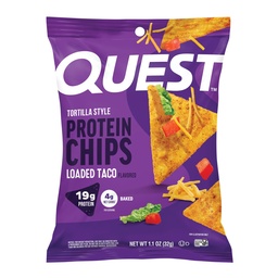 Quest Nutrition Loaded Taco Tortilla Style Protein Chips, 19g Protein, 4g Net Carb, Low Carb, Gluten Free, 1.1 oz (12-es csomag)