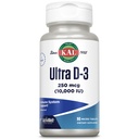 KAL Ultra-D3-vitamin 250 µg (10000 NE), magas hatáserősségű D-vitamin, kalcium-abszorpció, csontegészség és immunszupportív kiegészítés, azonnali feloldás, íztelen ActivMelt, 90 adag, 90 mikro tabletta