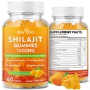 Shilajit Gumies 1000mg Sugar Free - Shilajit Supplement for Men & Women - High in 85 + Trace Minerals & Fulvic Acid - Energy, Brain, Immunity - 60 Gumies