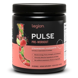 LEGION Pulse Pre Workout - All Natural Nitric Oxide Pretussion Drink to Boost Energy, Creatine Free, Naturally Sweared, Beta Alanine, Citrulline, Alpha GPC (Strawberry Margarita)
