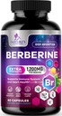 Berberine HCL 1200mg kiegészítés - Berberine HCI kapszulák magas abszorpciós kiegészítése szív egészség és immun támogatás, magas erősségű, gluténmentes, vegán, nem-GMO tabletták - 60 Veggie kapszula