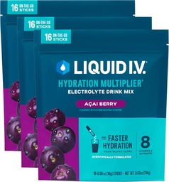 Liquid I.V. ® Hydration Multiplier - Acai Baxter 124; Electrolyte Powder Drink Mix 124; 3 Pack (48 Servings)