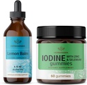 HERBAMAMA Lemon Balm és Jódkészlet - Citromos Balm Tinktúra Bundle 4 fl Oz & Kálium Jódos Gummees - Vegan, Non-GMO, Alkohol & Zselatin- Free - 2 Pack