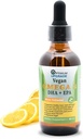 OU Vegan Omega 3 Tropfen - Lemon Flavored, Organisches Wasserextrahiertes Algenöl mit EPA, DHA & DPA - Non-GMO, Pflanzenbasiertes flüssiges Vitamin für Herz, Gehirn & Gelenkgesundheit - 60 Dosen