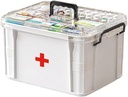 Medicine Storage Box, Pill Palack Organizer, Double Command, Átlátszó, Nagy kapacitás, Fehér
