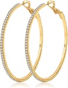 MOROTOLE 14K Gold Rhinestone Hoop Earrings - Fashion Thin Big Hoops, Hypoallergenic, 20 / 30 / 40 / 50 / 60 / 70mm