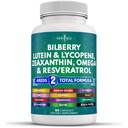NEW AGE Eye Health Vitamins Bilberry Lutein & Zeaxantin Lycopene Resveratrol Grape Seed Astaxantin - Eye Vitamin - 60 Count