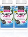 Charcopes Fast Action Gas Relief for Bloating & Flatulence, Drug Free Detoxicifing Actived Charcoin Formula, 100 kapszula, 30 napos ellátás, Pink-Pack 2
