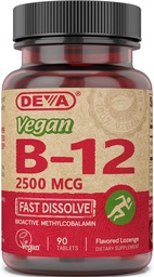 DEVA Nutrition Vegan Sublingual Fast Resolution B- 12 tabletta, 2500 µg, 90 gróf