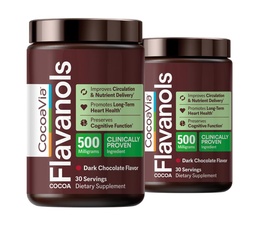 CocoaVia Cardio Health Cocoa Powder, 60 Servings, 500mg Cocoa Flavanols, Support Heart Health, Boost Nitric Oxide, Javítja a körforgást, Energia, Pretostorn, Vegan, Sötét csokoládé Cacao
