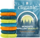 Cliganic 20 Pack szúnyogriasztó karkötők felnőttek és gyerekek számára - természetes DEET- Free Bands, Egyénileg csomagolva