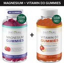 Cukormentes Magnéziummentes Gummies (180 Gummies) & Cukormentes D-vitamin Gummies (60 Gummies) - Immune Support & Relaxation Value Bundle, Gelatin- Free, Gluten- Free, Vegetáriánus, Minden természetes, GMo- Free, Kosher