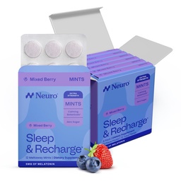Neuro Melatonin 5mg Alvási és Recharge menta (72 darab) - Oldja fel a Melatonin Sugar Free Menta Lemon Balm & Kamilla a jobb alvás - nyugodt alvó kiegészítés felnőttek - Night Berry Flavor