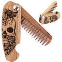 Enjoy The Wood Beard Comb for Men, Folding Pocket Beard tartozékok Férfi, Engraved Walnut Face Comb for Mountain, Beard & Hair For Your (Félkoponya)
