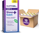 Natrol Alvás + Nyugodt Melatonin 6 mg Ashwagandha, L-Theanine és Lemon Balm, Diétás kiegészítés a nyugodt alvás és nyugodt elme, 30 kapszula, 30 napos ellátás (12-es csomag)