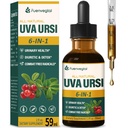 Uva Ursi Bearberry Natural Diuretic Drops, Urinary Health & Kidney Cleanse Detox Herbal Supplement UTI & Water Away, Extract W / Dandelion Root Cranberry, Alcohol- Free Tincture.2oz