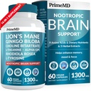 14-in-1 Lions Mane Supplement Kapseln - Nootropic Brain Supplement mit Ginkgo Biloba für Gehirnunterstützung, Gedächtnis und Fokus - Alpha GPC, L Theanine & Choline Ergänzungen mit 1300mg pro Servierung (60 ct)