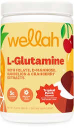 Wellah L- Glutamin Powder Tropical Punch (50 Servings) - 5g L- Glutamin Per Serving, Sweated with Stevia