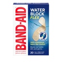 Band- Aid Brand Water Block Flex 100% Vízálló ragasztó kötszerek First- Aid sebápolás kisebb vágások, horzsolások és sebek, Ultra- Flexible Design, Sterile, All One Size, 20 ct