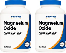 Nutricost Magnézium-oxid 750mg, 240 kapszula (2 üveg)