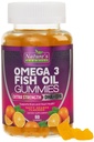 Omega 3 halolaj gumik, szív egészséges Omega 3 gumi kiegészítés magas abszorpciós DHA & EPA, Extra Erő Joint & Brain Support, finom narancs ízű hal olaj természet vitamin - 60 gumi
