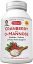 ANDREW LESSMAN Cranberry D-Mannose - 30 kapszula - Támogatja a húgyhólyag, vese és vizelet Tract Health. High Potency Szabványos Áfonya Koncentráció és D-Mannose. Könnyen nyelhető kapszula