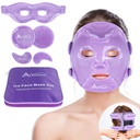 Atsuwell Hűtés Jég Fej Maszk Set Sötét körök és puffasztóság, 6 Gel Cold Packs for Face, Eyes, Soft Plush Lining Ice Pads Cold Compress, Relaxation, Cool Bag