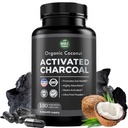 Pure Coconut Actived Charcoin Capsules - 180 Charcoin Pills, Segít a fogfehérítés, puffadás és testtisztítás. Nem-GMO - Gluten Free, Vegan