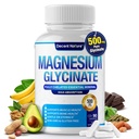 Magnézium-glicinát 500 mg Magnézium-kiegészítés - magas abszorpció és biohasznosulás támogatására kelátált alvó, izom, csontok, görcsök, hasznosítás és energia, vegán nem-GMO 90 kapszula
