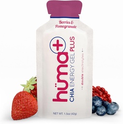 Huma Plus (Double Electrolytes) - Chia Energy Gel, Berries & Gránátalma, 24 Gél - Gyomor Friendly, Real Food Energy Gels